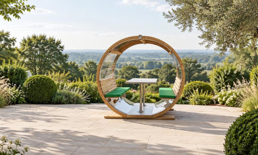 Innovative Covered Outdoor Seating Wheel Bench