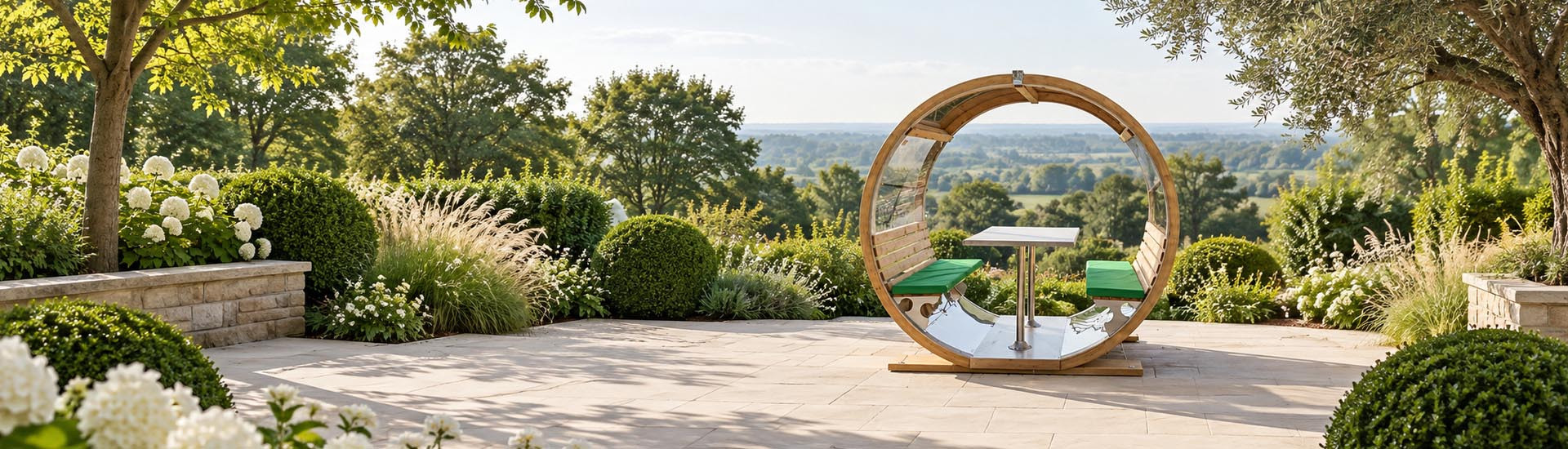 Innovative Covered Outdoor Seating Wheel Bench