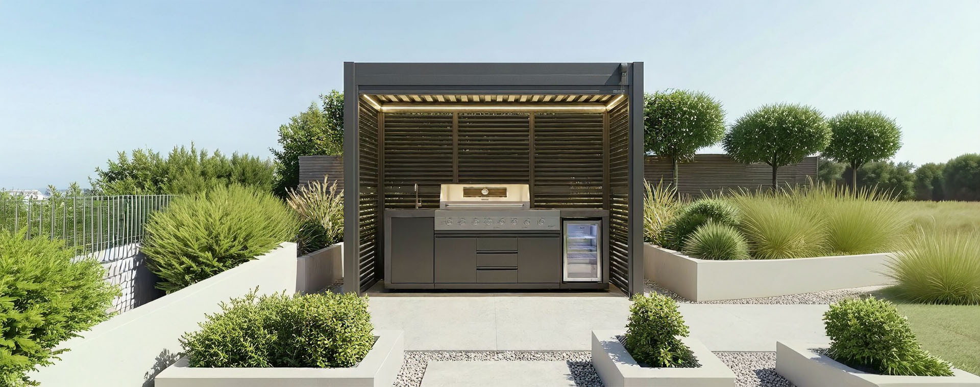 Outdoor Pergola with Kitchen