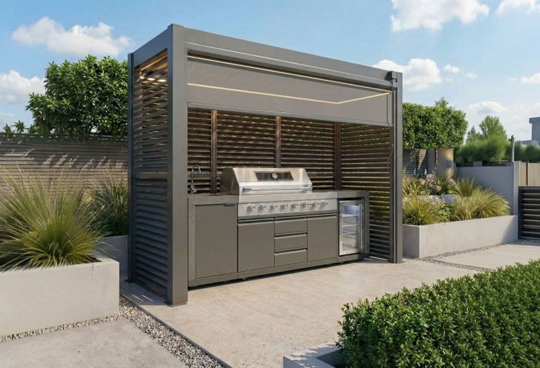 Outdoor Pergola with Kitchen